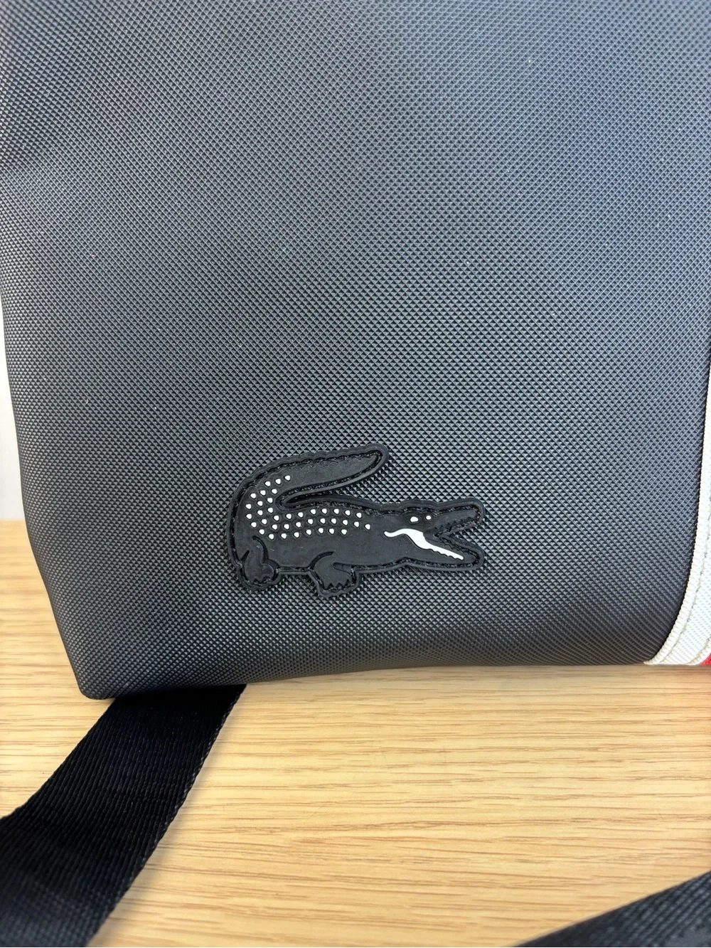 Lacoste Messenger Bag/Sling Bag Signature Sporty Red/White Stripe Alligator Logo